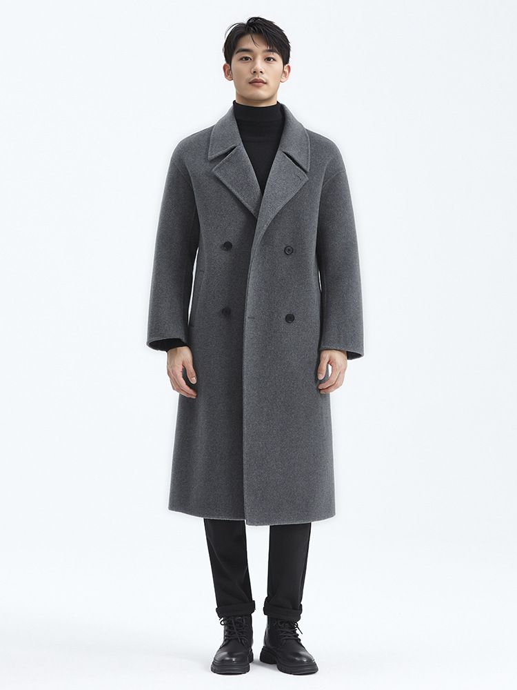 100% Wool Double-Faced Overcoat For Men – Relaxed Fit Notch Lapel Topcoat (M-XXXL, 4 Classic Colors)_viptrois.com