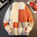 Men's Clothing Knit Sweater Long Sleeve Crewneck Pullover, Soft & Breathable Fall Casual Top, Loose Fit Ribbed Hem, Youthful Style For Autumn_viptrois.com