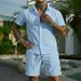 Men's Short Sleeve Shirt & Shorts Set - Lightweight Summer Beach Outfit For Casual & Vacation Wear (White, Black, Sky Blue, Pink)_viptrois.com
