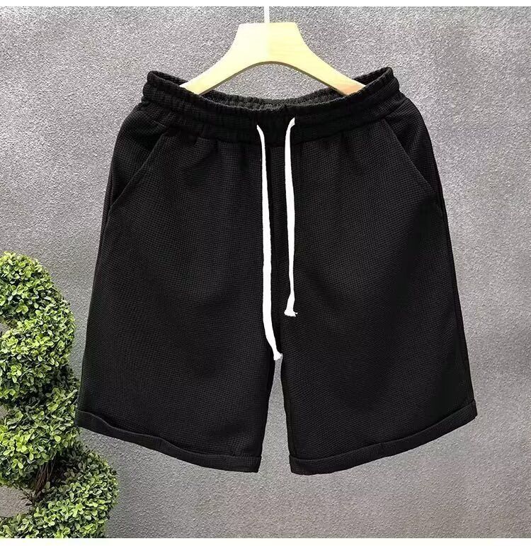 Waffle Shorts Men's Summer Thin Trendy Brand All-match Shorts Men's Sports Loose Straight Beach Pants_viptrois.com