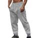 Men's Clothing Retro Casual Sports Solid Color Jacquard Drawstring Trousers_viptrois.com