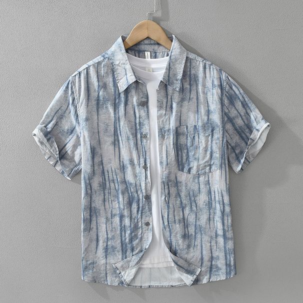Trendy Printed Short Sleeved Shirt For Men, Fashionable And Versatile, Artistic And Casual Loose Top_viptrois.com