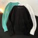 Men's Clothing Knit Sweater With Lace Hollow-Out Design, Round Neck Pullover, Solid Color Couple's Fashion, Retro Loose Fit Korean Style Layering Top_viptrois.com