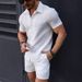 Men's Clothing Fashion Short Sleeved Shirt Shorts Sports Leisure Beach Two Piece Suit_viptrois.com