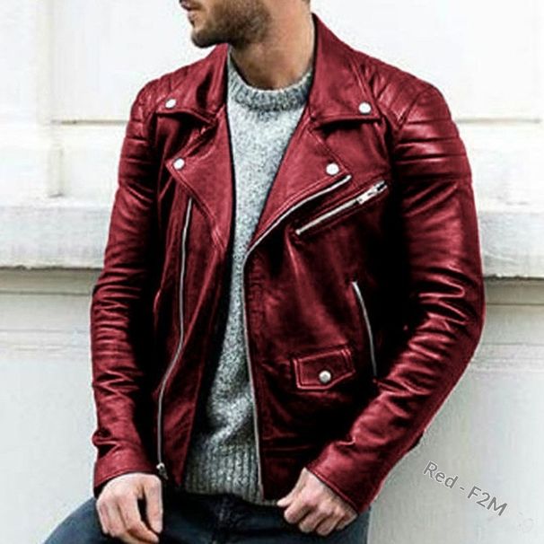 Loom 2024 New European And American Clothing Stand Collar Punk Men's Motorcycle Leather Jacket Py38-p85_viptrois.com