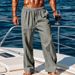 Cross-Border Cotton Linen In-Stock Plus Size Men's Breathable Sweat-Absorbent Solid Color Long Basic Style Casual_viptrois.com