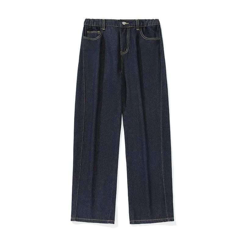 Men's Clothing Denim Topstitching Retro Jeans For Men, Spring Style, Split Silhouette, American Straight Leg Pants, Trendy Brand, Loose Trousers_viptrois.com