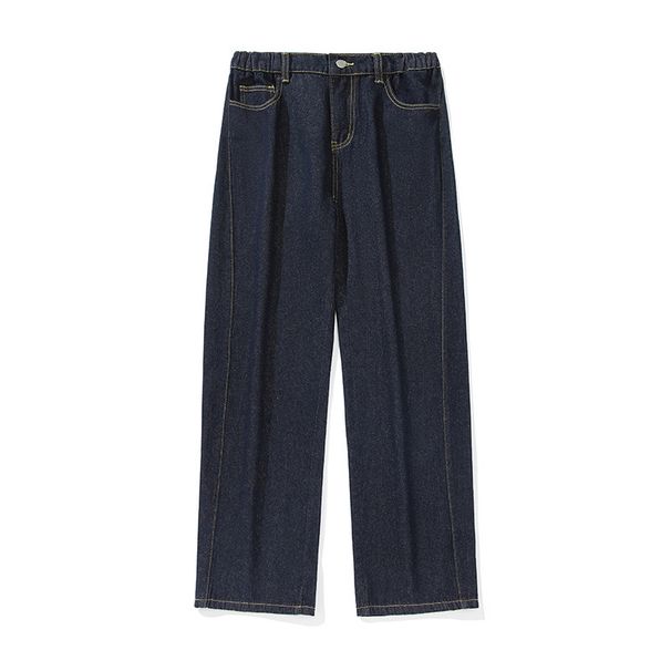 Men's Clothing Denim Topstitching Retro Jeans For Men, Spring Style, Split Silhouette, American Straight Leg Pants, Trendy Brand, Loose Trousers_viptrois.com
