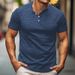 24 Fashion Men's Short Sleeve Button T-Shirt Henley Collar Bamboo Fiber Summer Casual Solid Color Trendy Men_viptrois.com