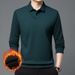 2024 New Clothing Men's Fleece-Lined Thickened Two-Piece Collar Knitted Long Sleeve Winter Casual Base Shirt_viptrois.com