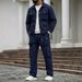 Men's Casual Fashion Jacket & Pants Set - Slim Fit Workwear Two-Piece Outfit For Streetwear & Daily Wear (Black, Khaki, Navy)_viptrois.com