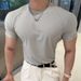 Textured Summer Short Sleeved Men's Ice Silk Cool Sports Running Training Quick Drying Solid Color T Shirt Round Neck Breathable_viptrois.com