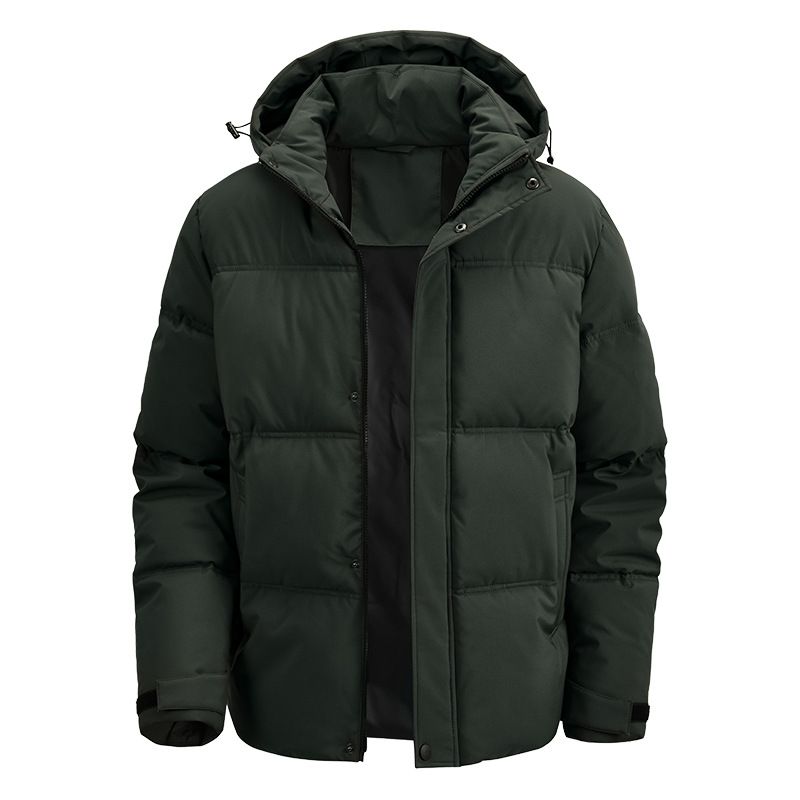 Men's Clothing Men's Winter Hooded Padded Jacket - Loose Fit Casual Coat With Multiple Pockets, Polyester Fill, Black/Dark Green/Khaki Options_viptrois.com