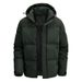 Men's Clothing Men's Winter Hooded Padded Jacket - Loose Fit Casual Coat With Multiple Pockets, Polyester Fill, Black/Dark Green/Khaki Options_viptrois.com
