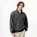 Vintage Stripe Heavyweight Crewneck Sweatshirt – Oversized Unisex Pullover With Split-Zip & Stand Collar (M-XXL, 94% Polyester/6% Spandex)_viptrois.com