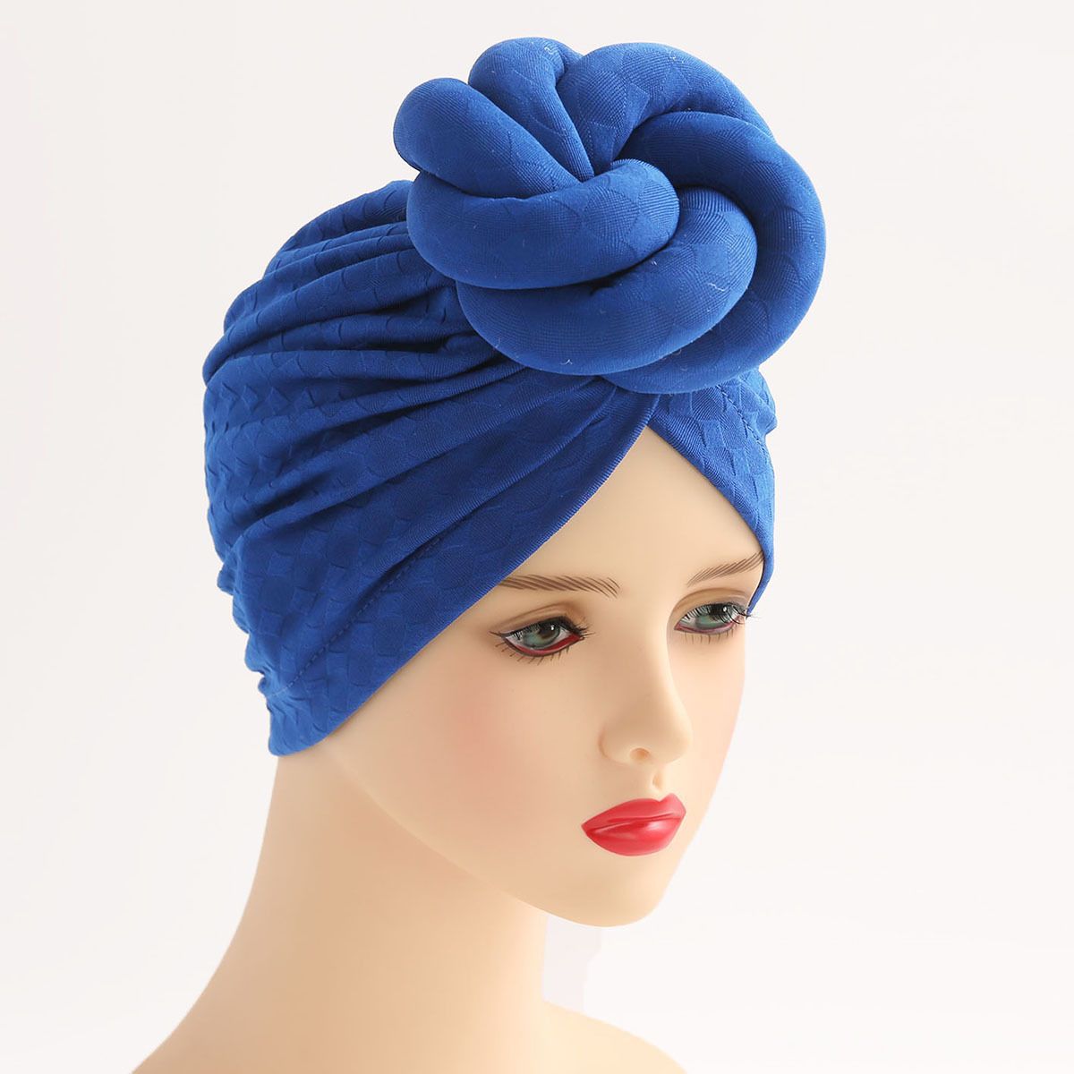 New solid color ethnic Baotou hat three dimensional twist ball turban hat_viptrois.com