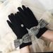 2020 Autumn/Winter New Split Finger Cookie British Pattern Bow Style Wool Cashmere Gloves for Women_viptrois.com