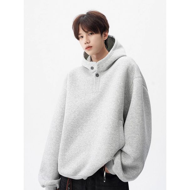 Men's ClothingTrendy High End Hooded Sweatshirt For Men, New Spring And Autumn Style, American Button Design, Casual Hoodie Top._viptrois.com