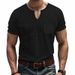 American Style Summer Men's Linen Bamboo Loose Breathable Casual V-neck INS Quick-dry Short Sleeve T-shirt_viptrois.com