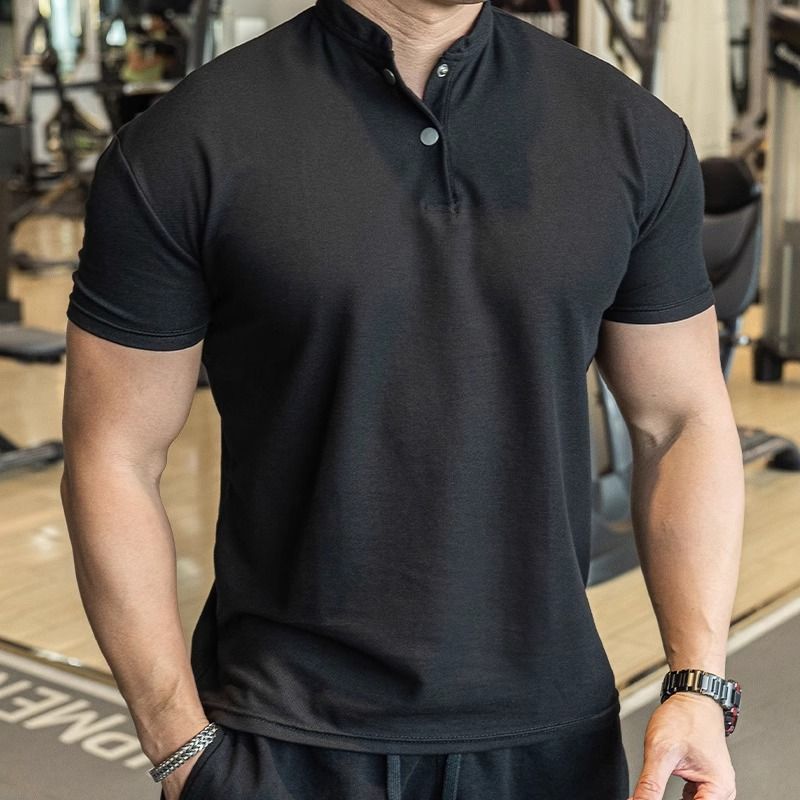 Men's Clothing Short Sleeved Waffle Ice Silk Cool Business Slim T-Shirt_viptrois.com