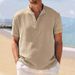 Men's Clothing Summer New Retro Loose Texture Woven Polo Shirt Retro Lapel T Shirt Breathable Short Sleeved Shirt_viptrois.com
