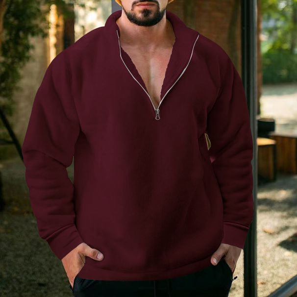 "Men's Fleece Zip-Up Hoodie – Oversized Fit With Cozy Lining (Polyester, 8 Colors)"_viptrois.com