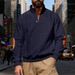 Cross-border American Autumn And Winter Heavy Loose Texture Jacquard Men's Retro Contrasting Stand-up Collar Casual Sweatshirt In Stock_viptrois.com