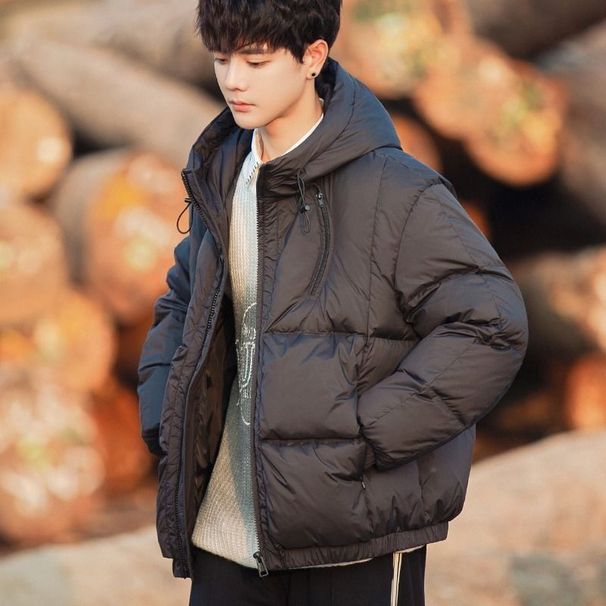 Men's Jacket Winter Lightweight New Youth Trendy Brand Student Short Hooded White Duck Down Coat_viptrois.com
