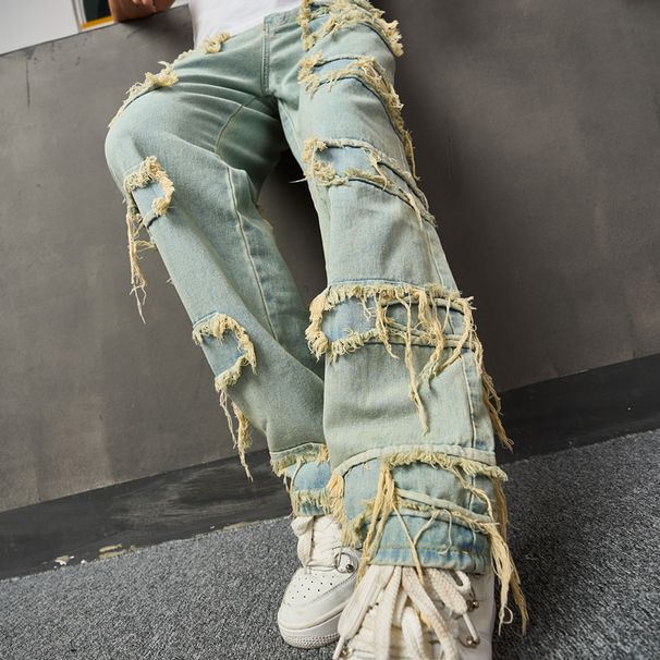 Men's Clothing Retro Wide Leg Jeans Trendy Loose Trousers High Street Wide Leg Pants_viptrois.com