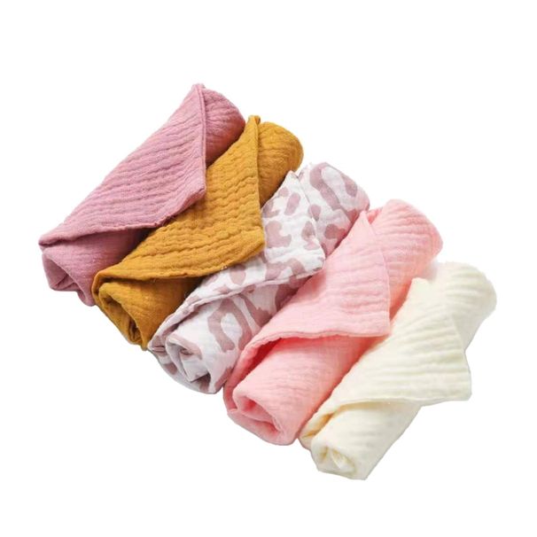 5 PcsWashcloth FaceclothInfant Wash Hand Face Wipes Baby Cotton Square Towels Handkerchief Muslin Cloth Feeding Bib_viptrois.com