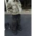 Men's Clothing wide leg washed gray jeans vibe style smoky gray men's and women's overalls_viptrois.com