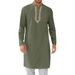 Men's Clothing Fashionable Simple Long Embroidered Muslim Robe_viptrois.com