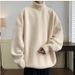 Men's High Neck Sweater, Thick And Loose, Handsome Youth Base Coat, Retro Knit Sweater_viptrois.com