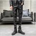 Men's Leather Pants Korean Style Slim Cigarette Pants Trendy Handsome Riding Motorcycle Men's Leather Pants Cross Border Hot Style_viptrois.com
