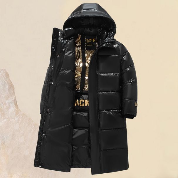 Men's Clothing Winter Long Coat Winter New Black And Gold Cotton Coat Men's Trendy Loose Shiny Cotton Coat Thickened_viptrois.com