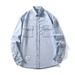 Large Size Men's Clothing New Tencel Ultra-thin Denim Shirt Spring And Summer Solid Color Fat Denim Shirt Men's Hair_viptrois.com