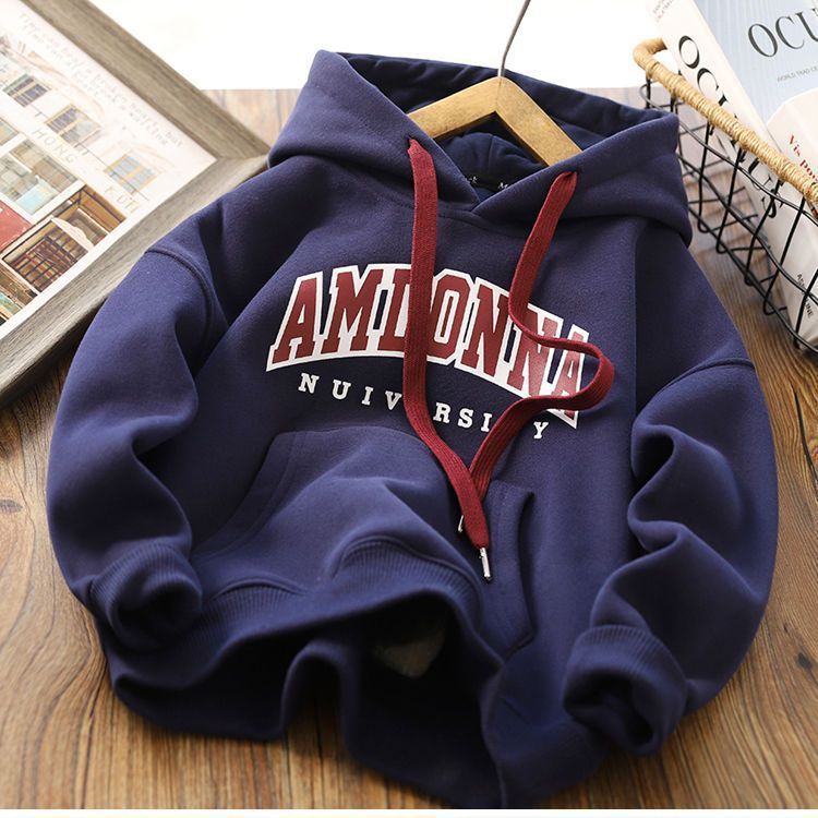Mother & Kids Hat Boy Sweatshirt Plus Velvet 2025 Winter Warm Clothes Little Boy With Hood Loose Casual Versatile Coat_viptrois.com