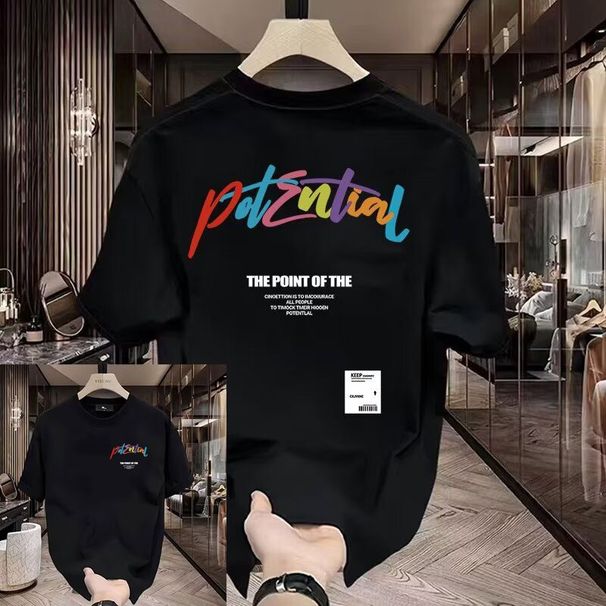 2025 New High-end Swallowtail Print Round Neck T-shirt In Summer, Loose Graffiti Casual Short Sleeved Base Shirt For Men_viptrois.com