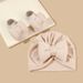 2Pcs Newborn Baby Bow Hat Socks Set Solid Color Cotton Infant Girls Turban Cap Anti-slip Socks_viptrois.com