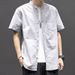 Men's Clothing Men's summer new short sleeved shirt summer casual business stand up collar youth white shirt_viptrois.com
