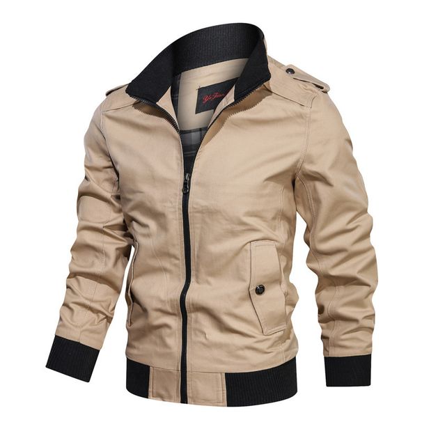 2025 Autumn And Winter New Youth Korean Version Pure Cotton Jacket Slim Stand-up Collar Solid Color Tooling Jacket Men_viptrois.com