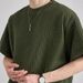 Men's Clothing Fashion Loose Casual Round Neck T Shirt Niche Design Knitted Texture Striped Short Sleeved Top T-Shirt_viptrois.com