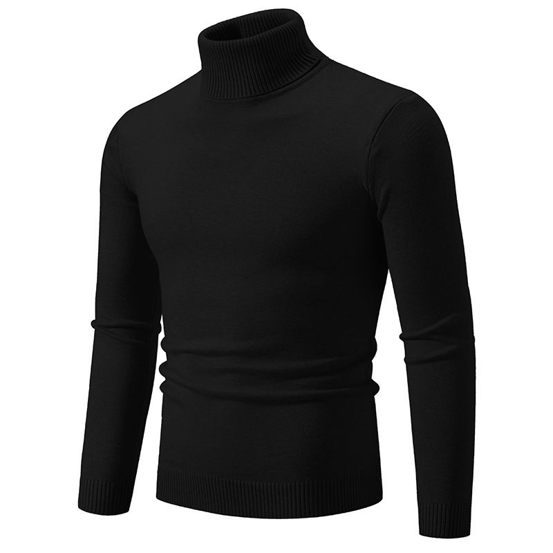 Men's Slim-Fit High Neck Knit Sweater – Minimalist Long-Sleeve Pullover For Casual & Layering_viptrois.com