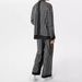 Men's Clothing Men's Loose Long Sleeved Cardigan Wide Leg Casual Pants Lazy Style Positioning Striped Suit_viptrois.com