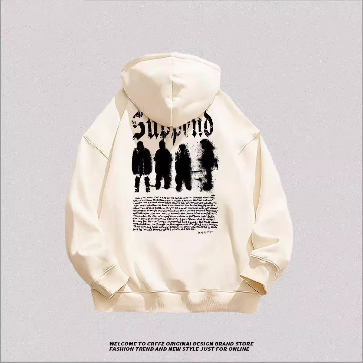 Men's Hip Hop Streetwear Hoodie – Oversized Unisex Pullover With Fleece Lining, Winter Heavyweight Sweatshirt For Couples (Thin & Fleece Options)_viptrois.com