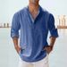 Men's Long-Sleeve Cotton Shirt – Relaxed Fit Stand Collar Pullover For Casual & Sporty Looks (S-5XL) – Breathable Long-Staple Fabric_viptrois.com