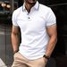Summer New T-shirt Top Men's Casual Fashion City Office Button Ribbed Collar Solid Color Sports Slim Polo Shirt_viptrois.com