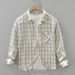 Fresh Plaid Long Sleeved Shirt For Men, Fashionable And Versatile, Artistic And Casual Loose Top_viptrois.com