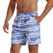 Men's Clothing Quick Drying Beach Pants Striped Printed Washed Fabric Swimming Trunks Large Size Casual Shorts_viptrois.com