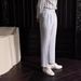 Men's Summer Seersucker Paris Button Naples Blue Striped High Waist Straight Leg British Casual Trousers_viptrois.com